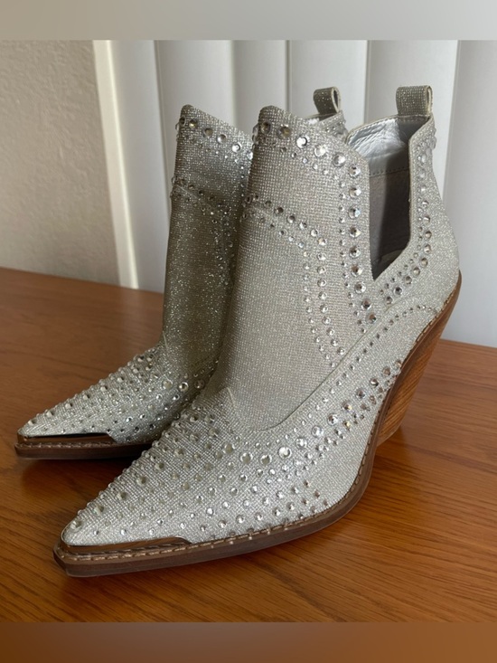 Gianni Bini Shoes - Gianni Bini Brees Rhinestone Metallic Western Booties Size 7.5